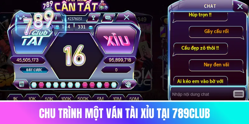 Chu trình một ván Tài Xỉu tại 789club